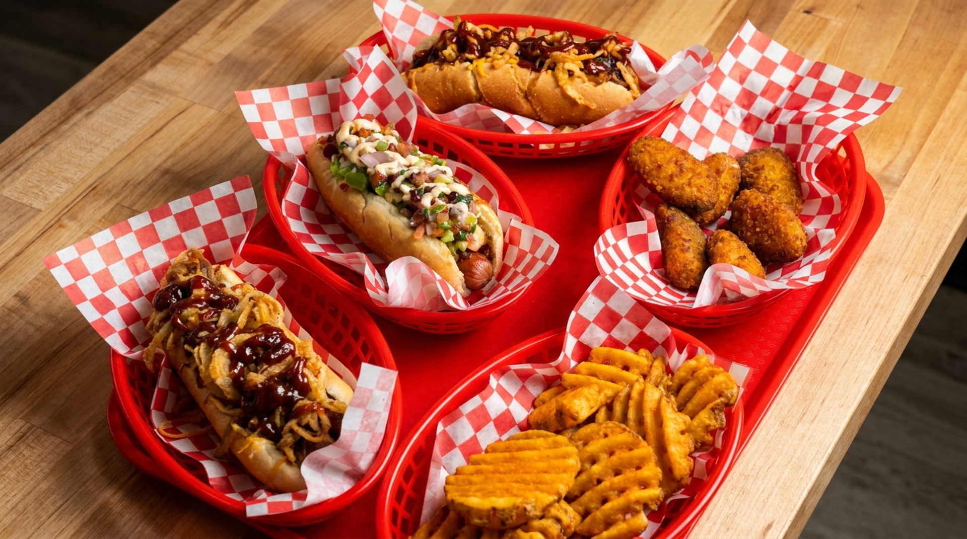 Rangoon Dog and waffle fries